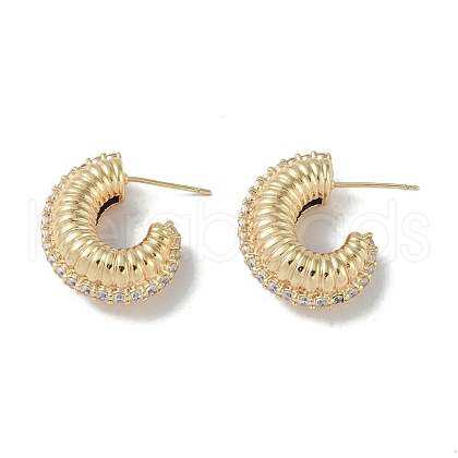 Spiral Rings Brass Stud Earrings for Women EJEW-H006-05G-1