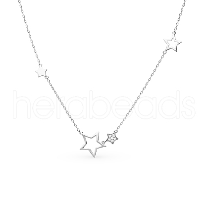 Elegant 925 Sterling Silver Clear Cubic Zirconia Star Pendant Necklaces for Women JC3493-1
