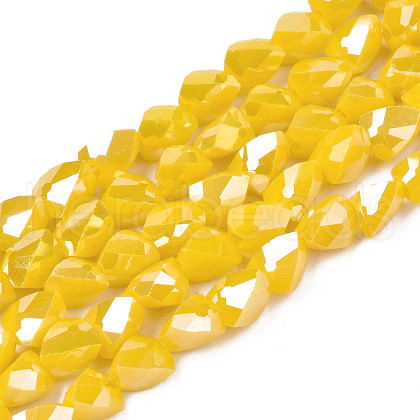 Electroplate Opaque Solid Color Glass Beads Strands EGLA-N002-24-B03-1