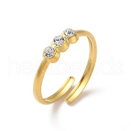 304 Stainless Steel Rhinestone Cuff Rings RJEW-M171-17G-1