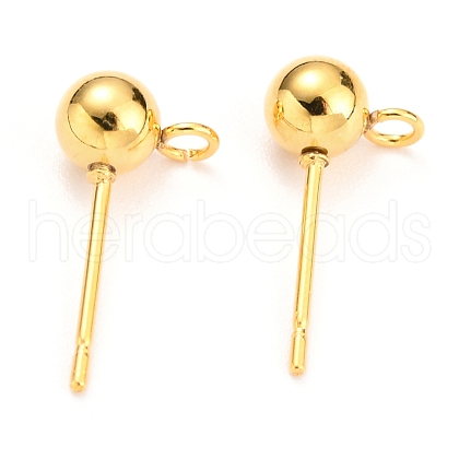 304 Stainless Steel Ball Post Stud Earring Findings STAS-Z035-02G-E-1