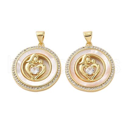 Brass Micro Pave Cubic Zirconia Pendants KK-U070-04A-G-1