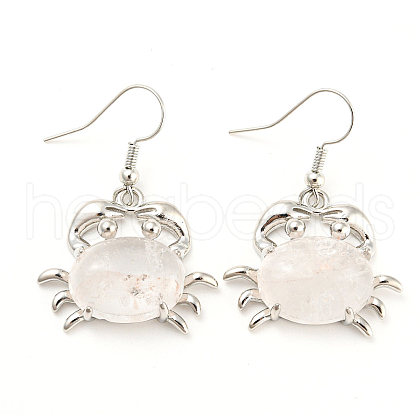 Natural Quartz Crystal Crab Dangle Earrings G-Z033-13P-01-1