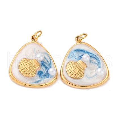 304 Stainless Steel Enamel Pendants STAS-U061-16G-1