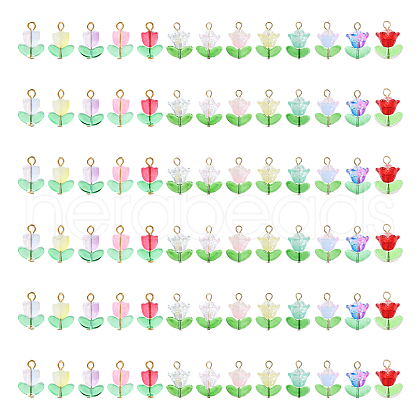 78Pcs 14 Styles Glass Pendants PALLOY-CA00003-1