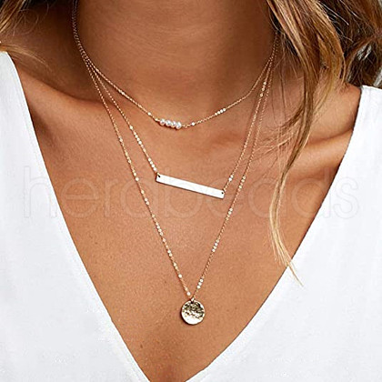 Fashionable Retro Alloy & Imitation Pearl Pendant 3 Layered Necklaces FS-WG087D1-01-1