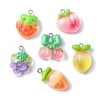 Gradient Color Translucent Resin Pendants RESI-P039-02C-1