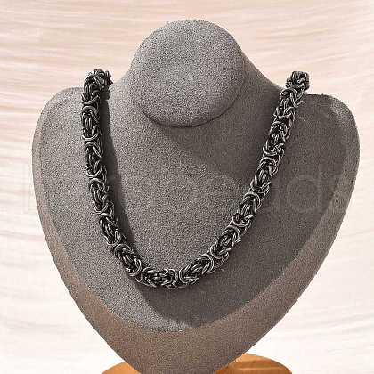 304 Stainless Steel Byzantine Chain Necklaces for Women Men NJEW-A033-03A-AS-1