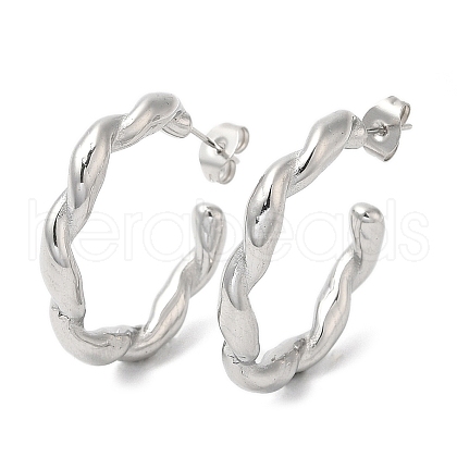 Non-Tarnish 304 Stainless Steel Twist Ring Stud Earrings EJEW-B026-24P-1