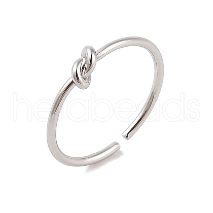Non-Tarnish Simple Knotted 304 Stainless Steel Open Cuff Ring for Women Men RJEW-Z038-06P-1