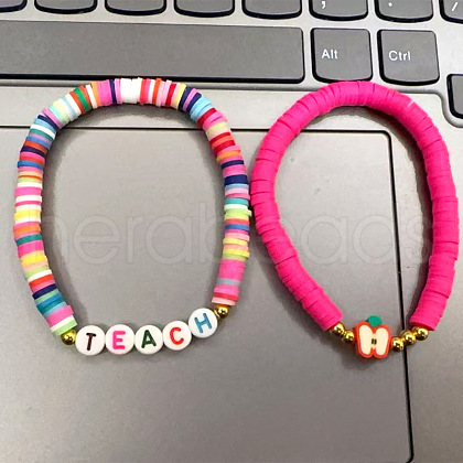 Wood Polymer Clay Beaded Bracelets FS-WGA7C7B-02-1
