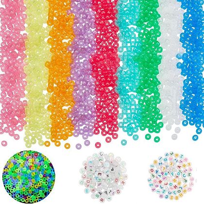 ARRICRAFT DIY Luminous Flat Round Plastic & Acrylic Beads Bracelet Kits DIY-AR0004-15-1