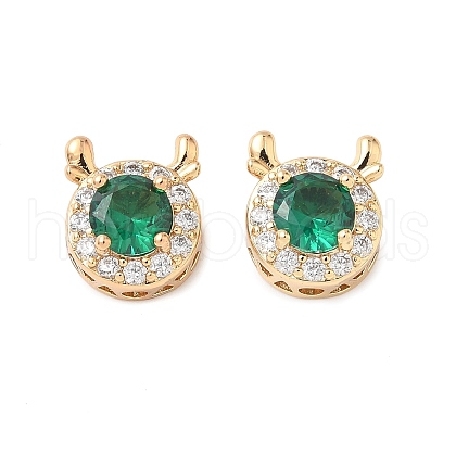 Brass Micro Pave Cubic Zirconia Beads KK-G531-01G-01-1