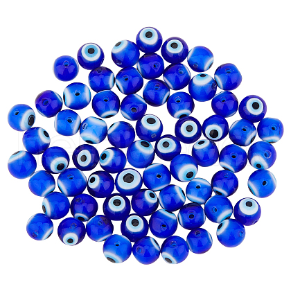 DICOSMETIC 98Pcs Evil Eye Handmade Lampwork Round Bead Strands LAMP-DC0001-20-1