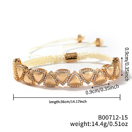 Elegant Bohemian Style Brass Micro Pave Clear Cubic Zirconia Braided Bead Bracelets for Women ZU5432-2-1
