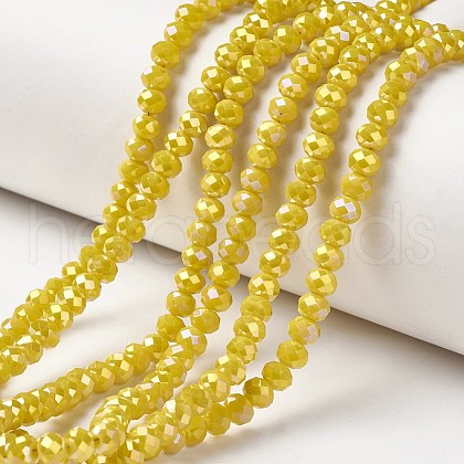Electroplate Opaque Glass Beads Strands EGLA-A034-P6mm-T09-1