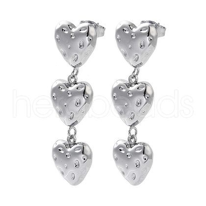304 Stainless Steel Heart Stud Earrings EJEW-Z068-03P-1