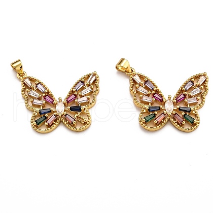 Brass Micro Pave Clear Cubic Zirconia Pendants X-ZIRC-J025-08G-1