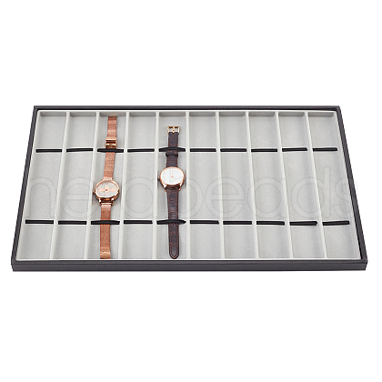 Rectangle 10 Grids Watch Display Case LBOX-WH0002-03-1