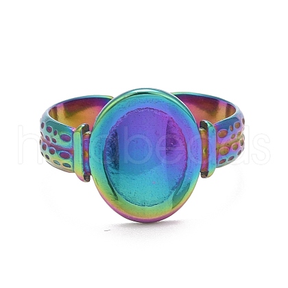 Rainbow Color Ion Plating(IP) 304 Stainless Steel Open Cuff Rings RJEW-A005-15-1