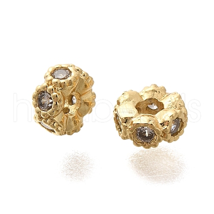 Rack Plating Brass Micro Pave Clear Cubic Zirconia Beads KK-H508-23A-G-1
