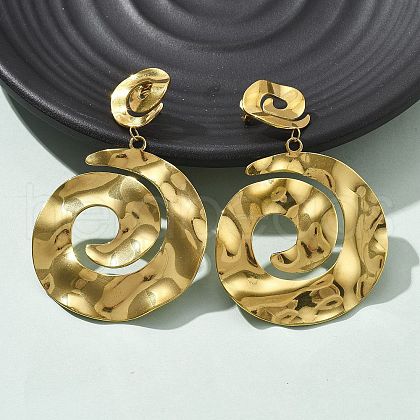 304 Stainless Steel Dangle Stud Earrings for Women EJEW-K268-13C-G-1