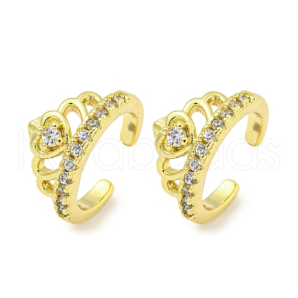 Brass Micro Pave Cubic Zirconia Cuff Earrings EJEW-C104-022G-1