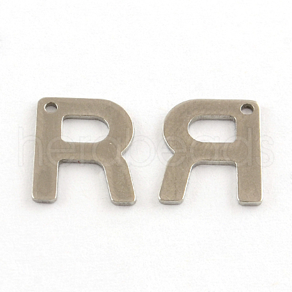 Tarnish Resistant 201 Stainless Steel Letter Charms STAS-S036-18-1