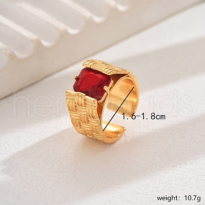 Vintage European American Style Brass Micro Pave Cubic Zirconia Geometric Open Ring BR9283-1