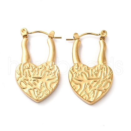 Ion Plating(IP) 304 Stainless Steel Heart Hoop Earrings for Women EJEW-K243-09G-1