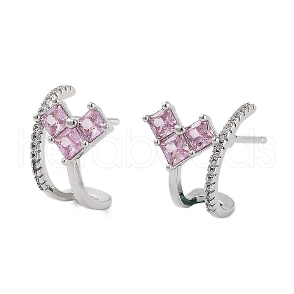 Rack Plating Heart Brass Stud Earrings EJEW-N055-32P-RS-1