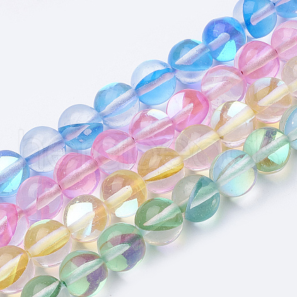 Synthetic Moonstone Beads Strands G-S283-6mm-M1-1