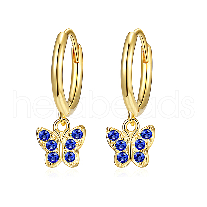 Elegant S925 Sterling Silver Butterfly Hoop Earrings BR6455-7-1