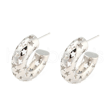 Rack Plating Brass Hollow Star Stud Earrings EJEW-K245-38P-1