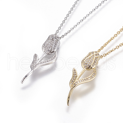 304 Stainless Steel Pendant Necklaces NJEW-E141-13-1