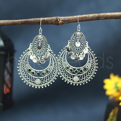Teardrop Bohemian Style Alloy Rhinestone Dangle Earrings FS-WG4F242-03-1