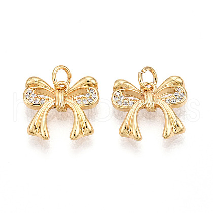 Brass Micro Pave Cubic Zirconia Charms KK-N257-41G-1