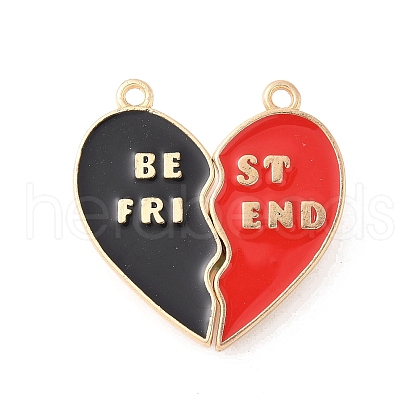 Alloy Red and Black Enamel Split Pendants PALLOY-V006-04G-1