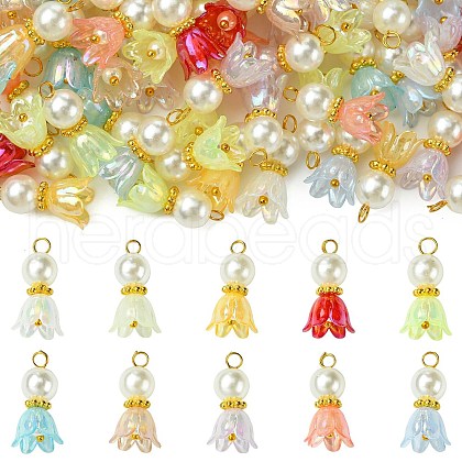 100Pcs 10 Colors Acrylic Pendants PALLOY-CJ00058-1