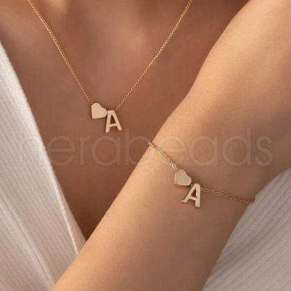 Heart Brass Pendant Necklaces & Charm Bracelets Sets FS-WGFCFF7-16-1