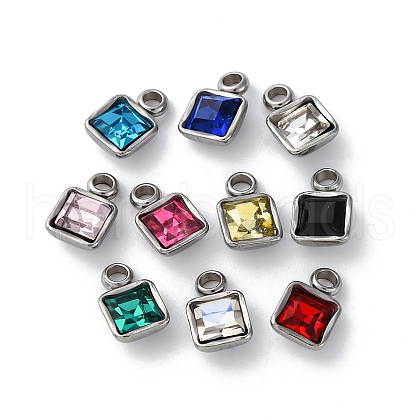 304 Stainless Steel Rhinestone Pendants STAS-B090-02P-1