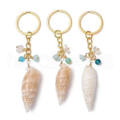 Natural Shell Pendant Keychains KEYC-JKC01094-01-1