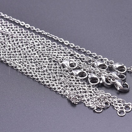 Non-Tarnish 2MM Unisex 304 Stainless Steel Cable Chain Necklaces VJ7708-6-1
