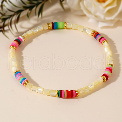 Cracked Natural Shell Beaded Bracelets for Women PD2665-4-1