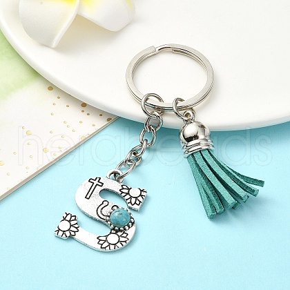 Alloy with Resin Imitation Synthetic Turquoise Keychain KEYC-YW00087-19-1
