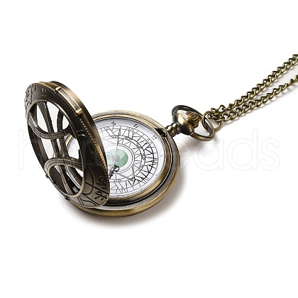 Alloy Glass Pendant Pocket Necklace WACH-S002-06AB-1