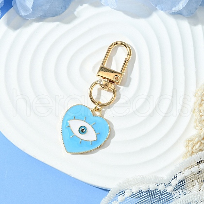 Heart with Evil Eye Alloy Enamel Pendant Decorations HJEW-YW00017-06-1