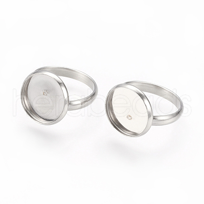 Tarnish Resistant Adjustable 304 Stainless Steel Finger Rings Components X-STAS-L193-P-14mm-1