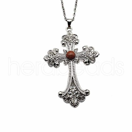 Vintage sparkling Alloy Rhinestone Cross Pendants Necklaces for Women IL0019-3-1