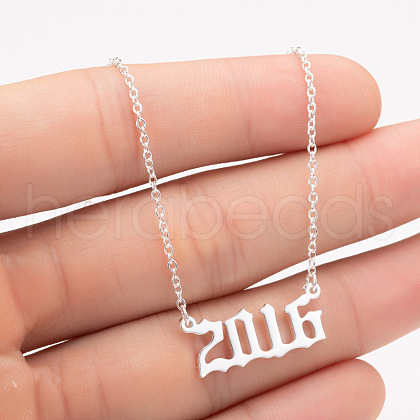 2016 Birth Year Number 201 Stainless Steel Pendant Cable Chain Necklaces FS-WGB5F08-61-1